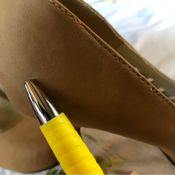 Tan Vegan Leather Pump with Buckle-accented Cutouts Size 7.5 - Picture 12 of 12